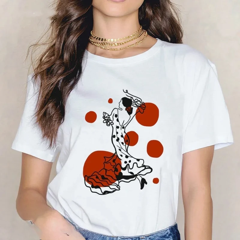Flamenco Spanish Women's Printed Ballet Top Summer T-Shirt Women's Graphic Fun TShirt Graphic T Shirts Summer Streetwear Y2K Top
