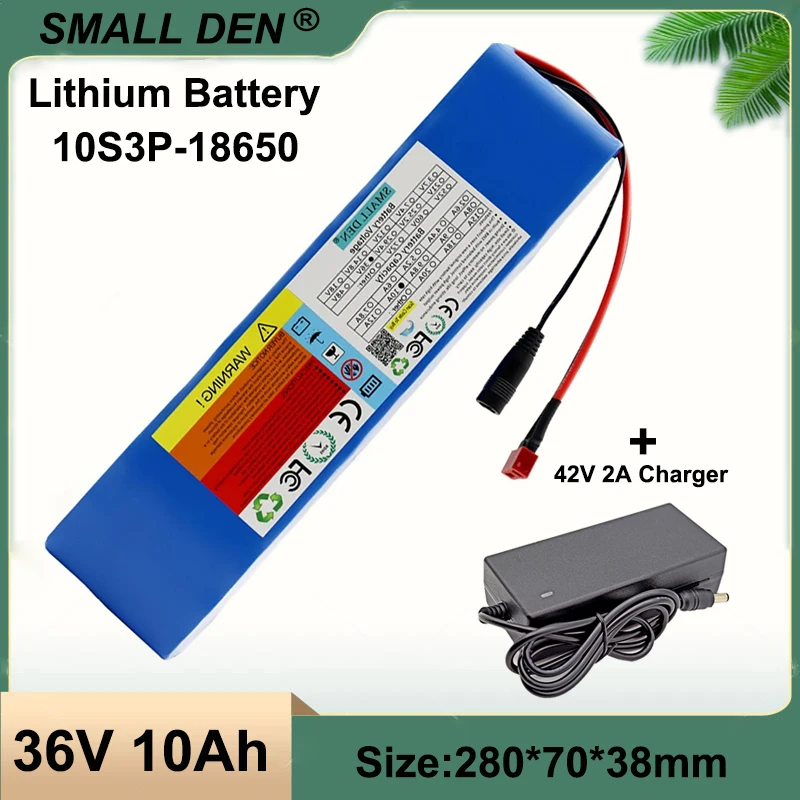 

36V 10Ah Lithium Battery 10S3P 10000mAh with BMS for 0-500W 36V Spare high-quality batteries Battery +42V 2A Charger