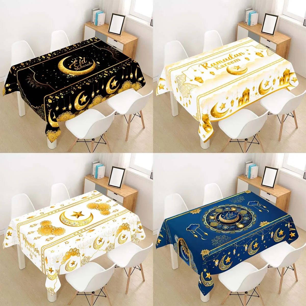 2026 Ramadan Moon Star Polyester Tablecloth 2026 Ramadan Kareem Decoration Islamic Muslim Party Supplies Eid Gifts