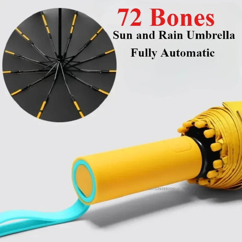 

72 Bones Super Strong Windproof Automatic Folding Men Umbrella Reinforced Large Rainproof Sun Protection Umbrellas Women