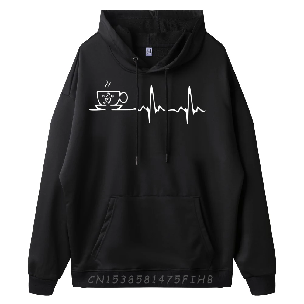 Heartbeat Coffee Lover-For Coffee Lovers Blank Hoodies 100℅ Polyester Fiber SKIN-FRIENDLY Men's Shirts Graphic