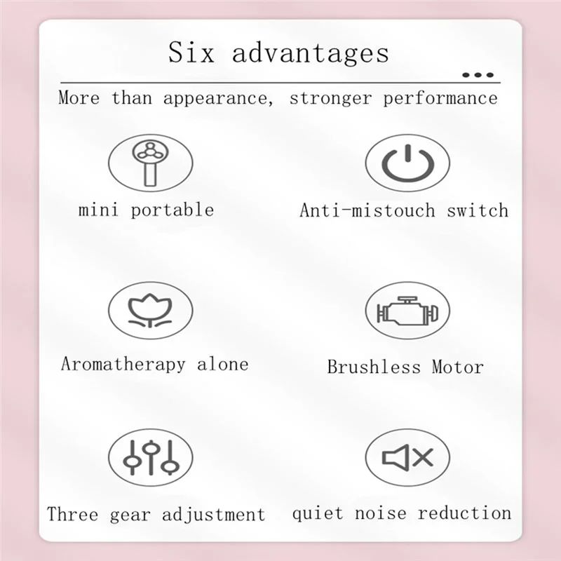 Handheld-Mini-Ventilator, coole Aromatherapie, kleiner Ventilator, eingebaute Aromatherapie, USB-Aufladung, leiser kleiner Ventilator, Windkraft, kleiner Ventilator A