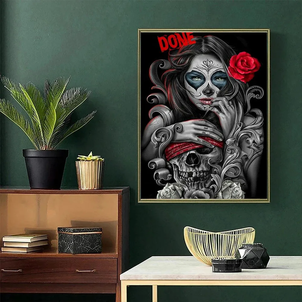 Frameless,5D DIY Square/Round Diamond Embroidery Skull Woman Mosaic Diamond Painting Personality Cross Stitch Rhinestone Home De - view 3