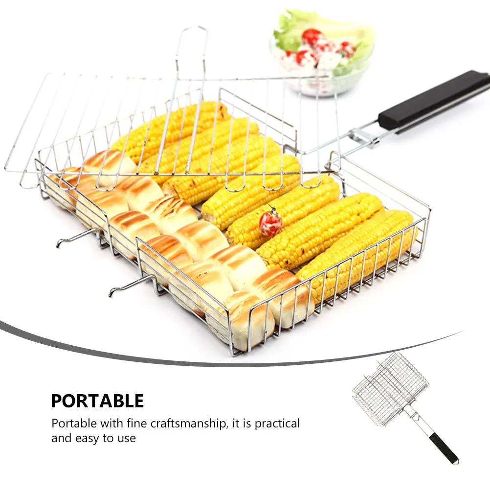 

1Pcs Stainless Steel Bbq Grill Mesh Clamp for Outdoor Barbecue Camping Picnic Roast Fish Cooking Tool Portable Foldable Grilling