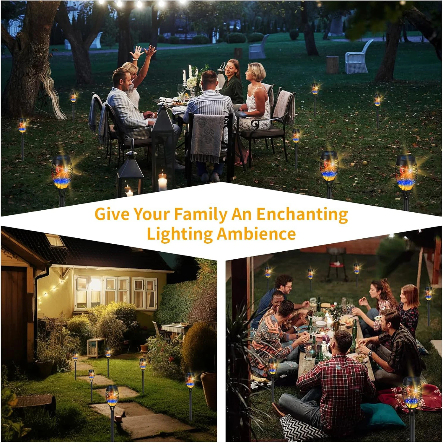 4-Pack Solar Torch Lights – Flickering Flames, Waterproof, 2200mAh Battery, Garden & Patio Decoration