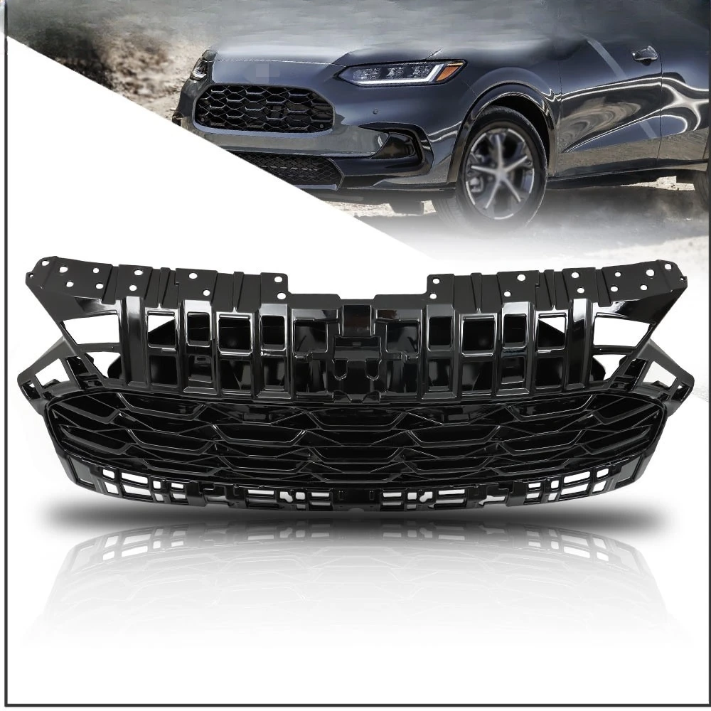 

Front Upper Bumper Grill Durable For Honda HRV 2023-2024 Honeycomb Gloss Black