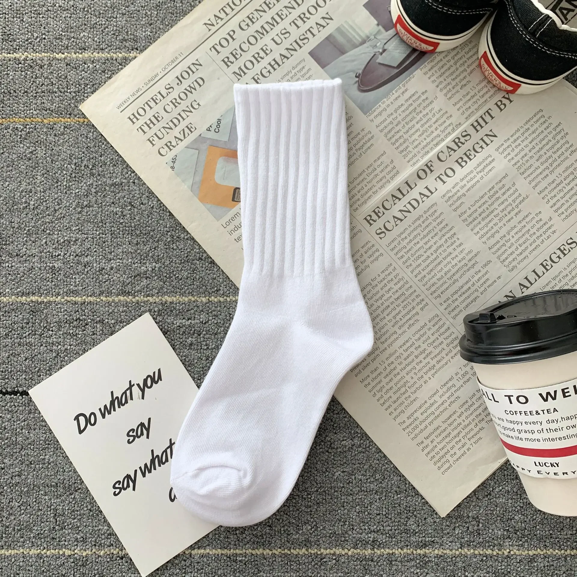 Loose Socks Korean Fashion Japanese Style Women Classic Solid Color Striped Cotton Simple Basic Socks Lady All Match Brown Sock