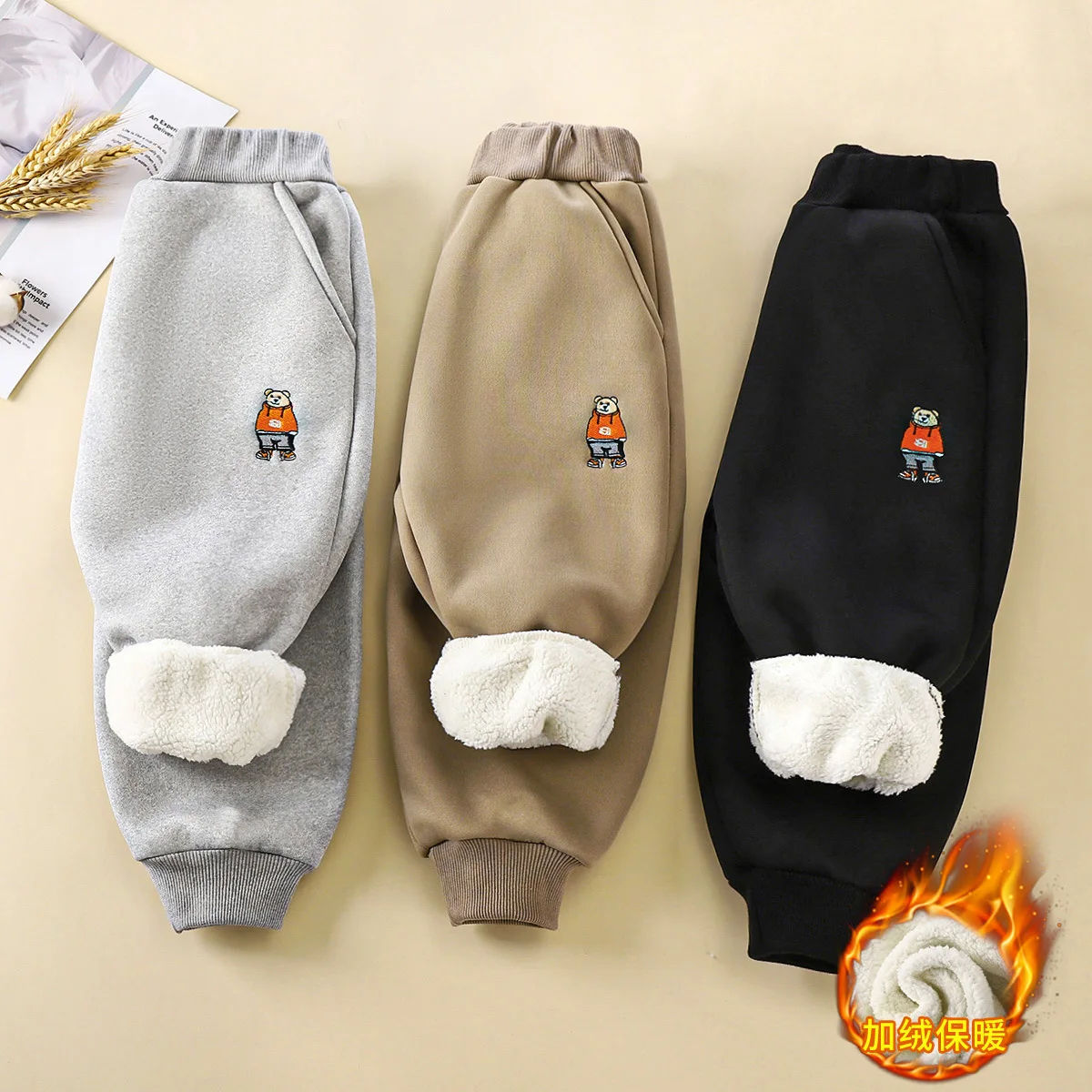 New Winter Kids Baby Outer Wear Sweatpants Boys Girls Casual Trousers Teen Warm Sports Long Pant Children Velvet Thickened Pants