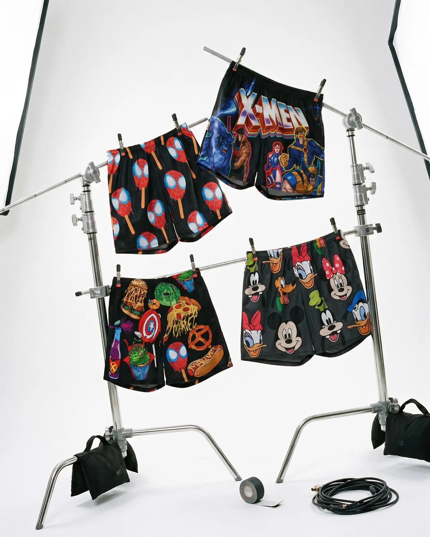 New Men Cartoon Supermen  Shorts X  Mouse Full Print Loose Basketball Shorts Sport Short Pants Streetwear Gym Family Matching