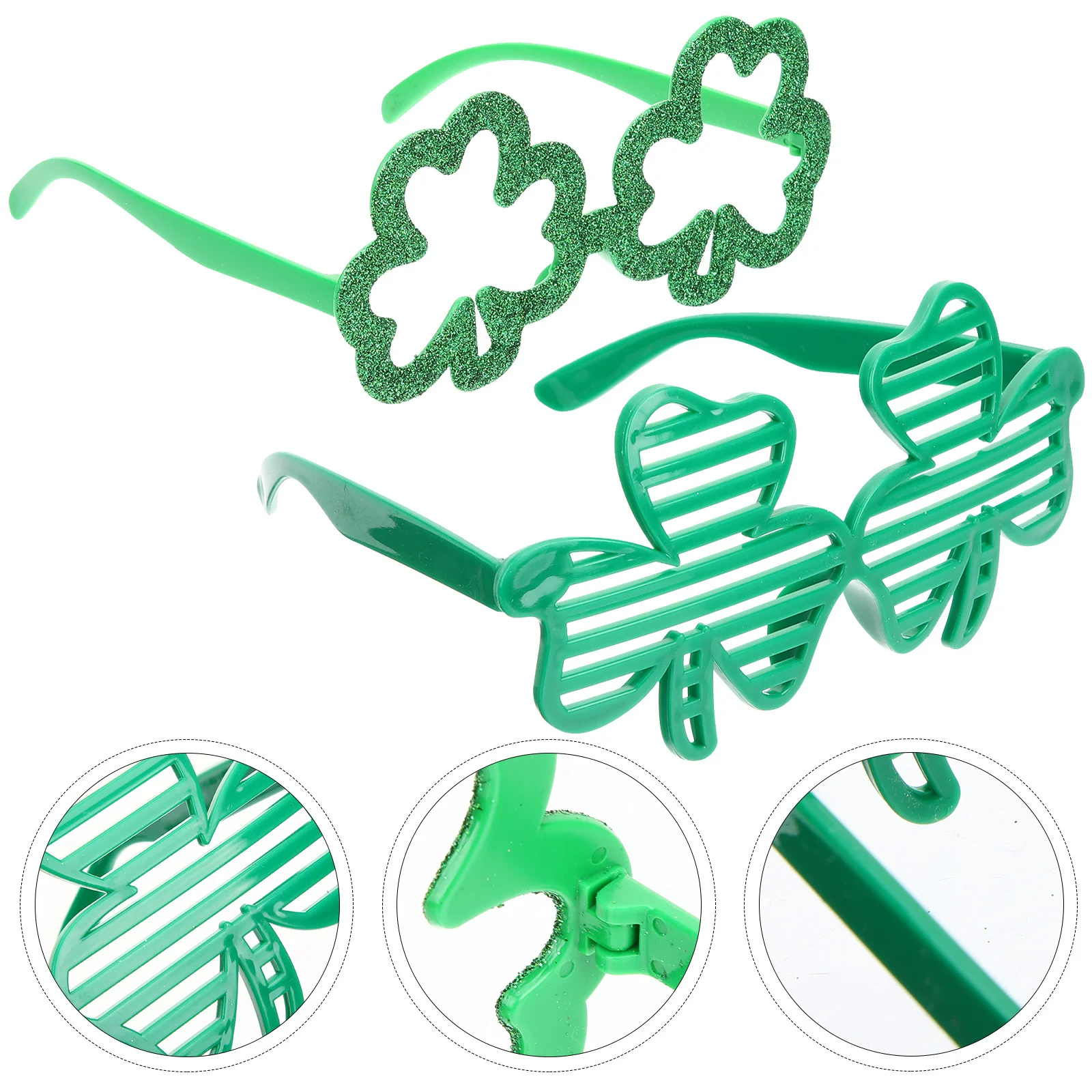2 Buah Kacamata Clover Shamrock Aksesoris Irlandia Dekorasi Foto Festival Plastik Patty Day St. Patricks