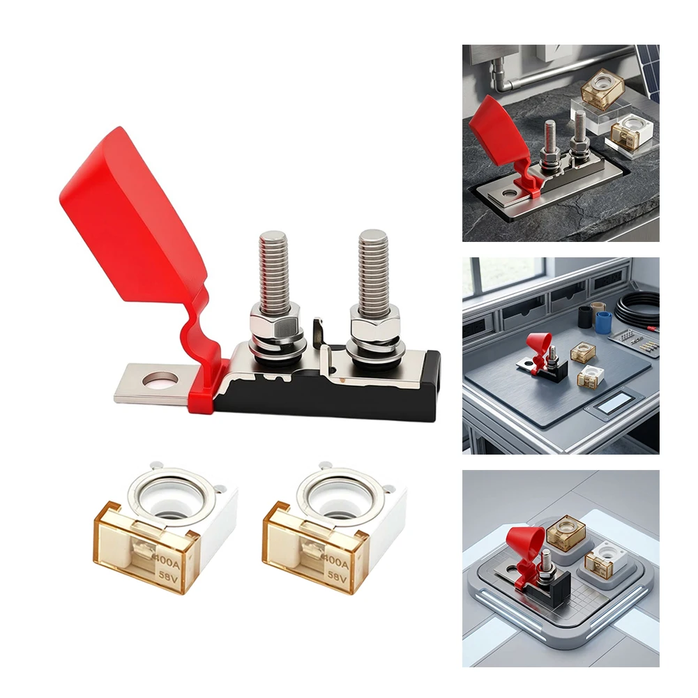 Heavy=Duty 400A ANL= Fuse Holder 1/2 Way Metal Base With Fuse For Solar Battery Bank Car Audio Marine Boat Electrical System