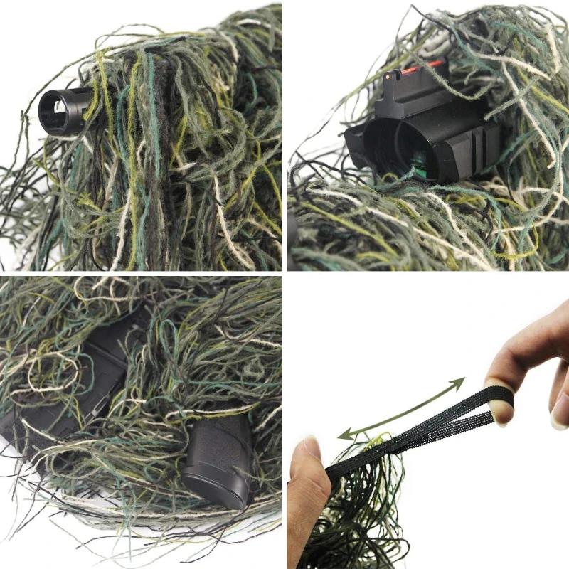 Hunting Rifle Wrap Rope Grass Type Ghillie Suits Gun Stuff Cover for Camouflage Sniper Paintball Hunting Clothing Thicker