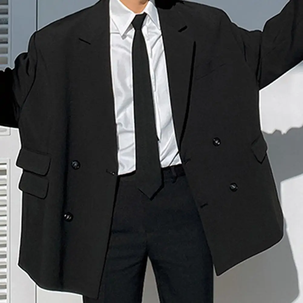 JK japonais noir Simple pince sur cravate sécurité cravate portier hôte noir mat funéraire cravate pour hommes femmes étudiants cravate