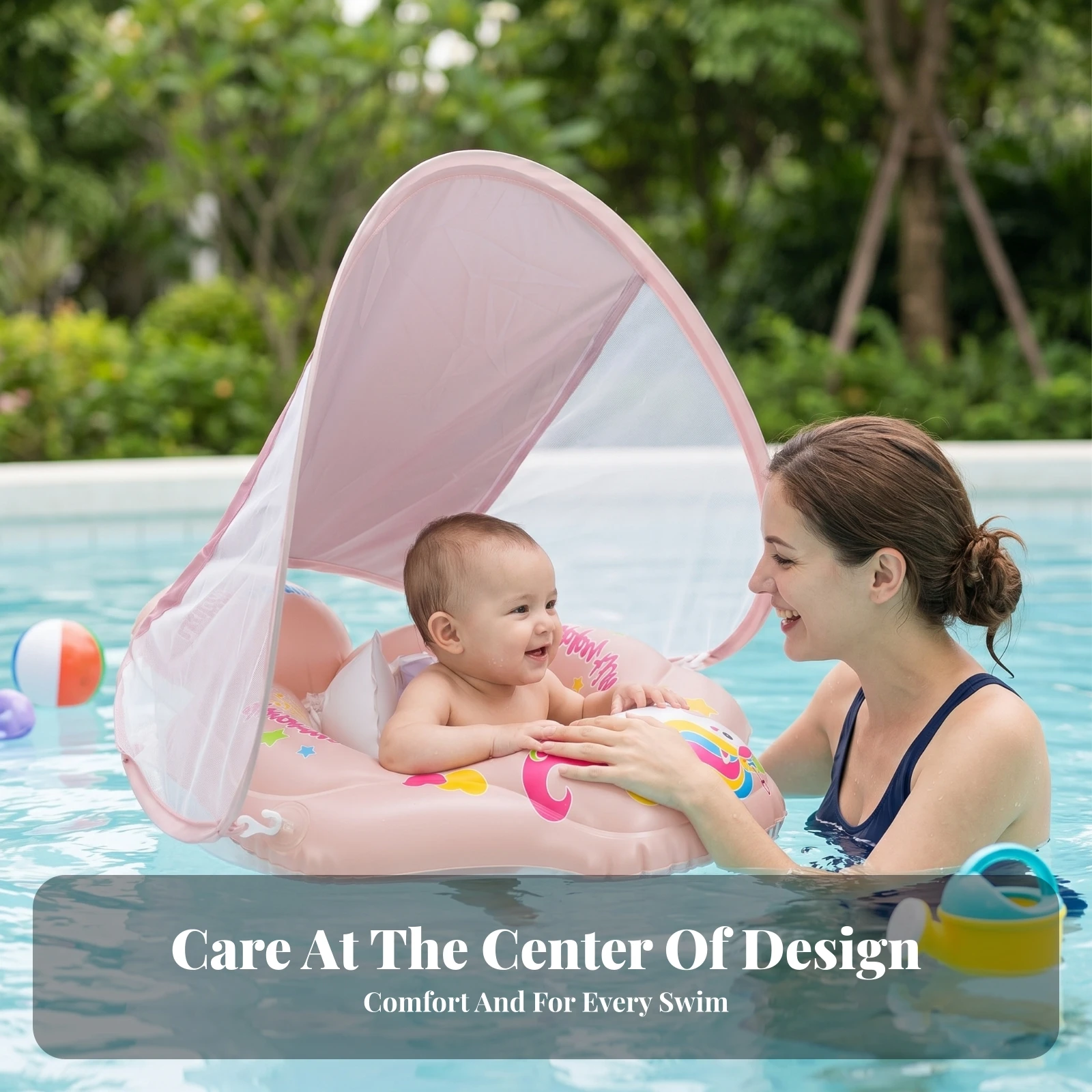 Baby Swimming Floater - Baby Swimming Float with Sun Canopy