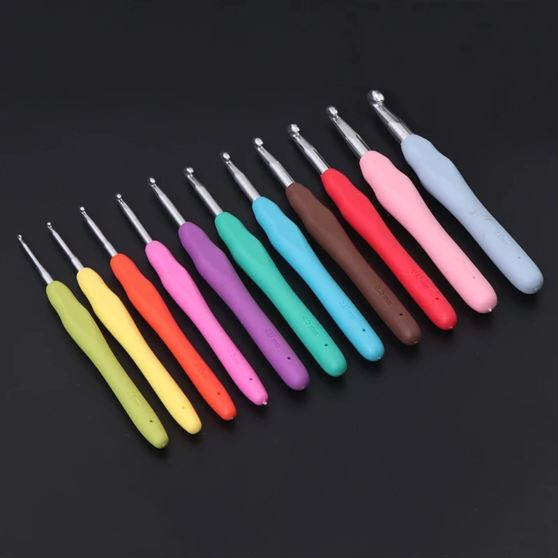 Uncinetti ergonomici multicolori da maglia in filato 2-8mm con custodia T