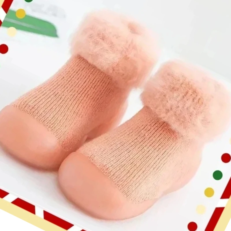 النمط الكلاسيكي لينة وحيد الجوارب أحذية سميكة الدافئة عالية أعلى طفل جديد سميكة حذاء طفل صغير طفل داخلي عدم الانزلاق