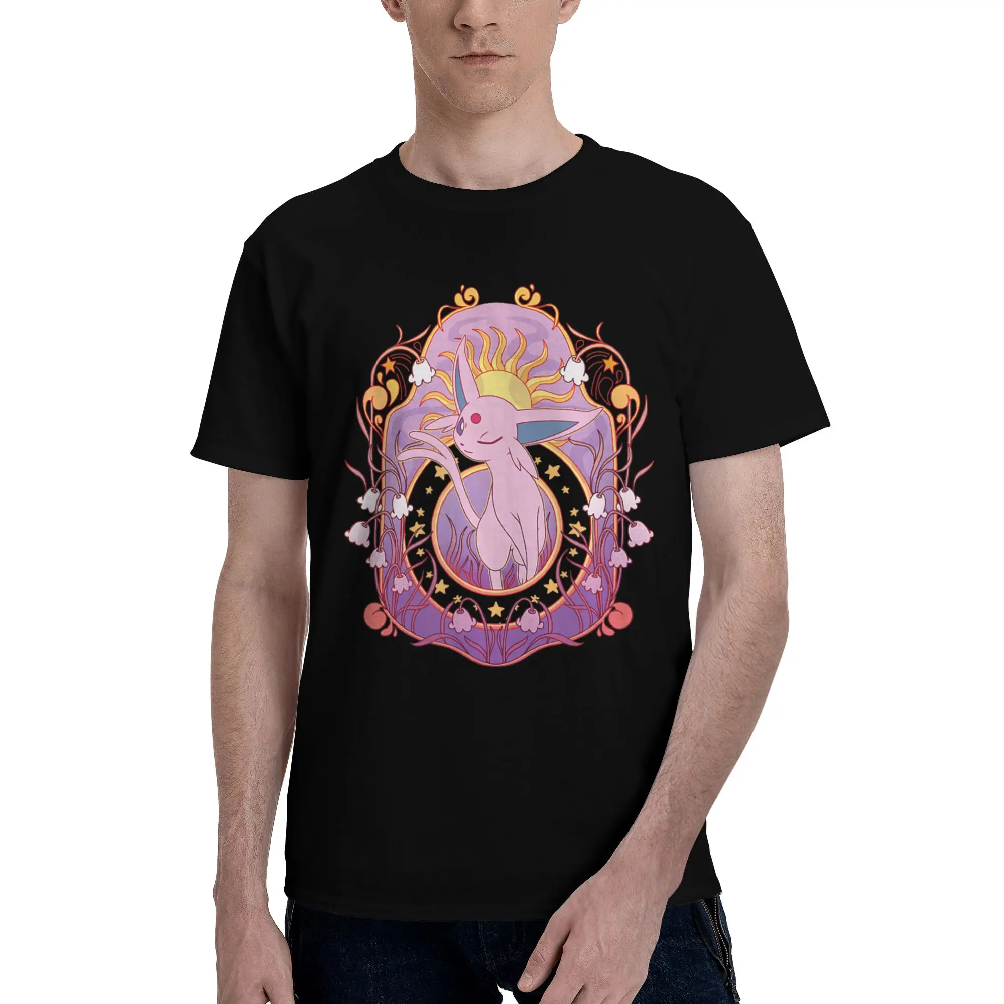 Bandai Pokemon Espeon Eeveelutions Psychic Type Herren-T-Shirt, Kleidung, tolles T-Shirt, kurzärmelig, aus Baumwolle