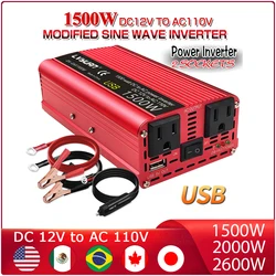 Wechsel richter 12V 110V 60Hz 1500W 2000W 2600W tragbarer Haushalts konverter US-Steckdose Autozubehör