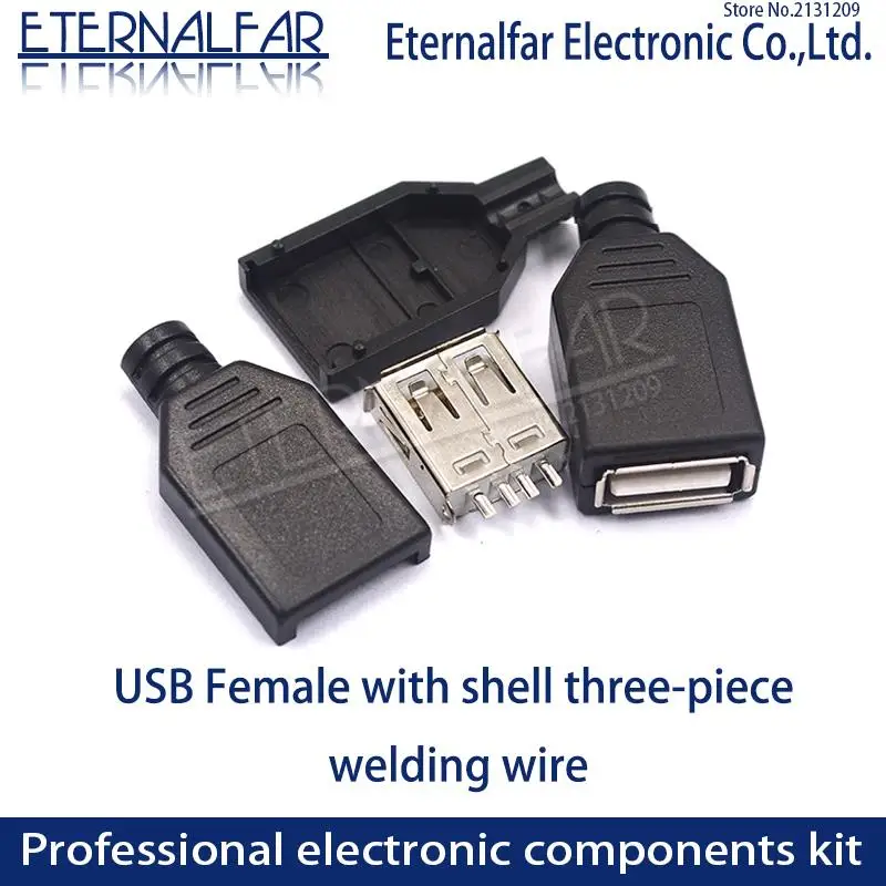 USB 2.0 Interface Female Male Square Mouth MICRO Connector Socket Type A B Patch Straight Bend Straight Needle Welding Wire DIY