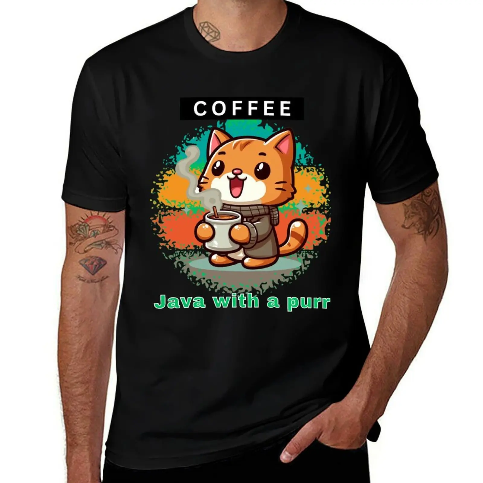 

Espresso-Loving Feline Fiesta T-Shirt t shirts designer t shirt for man 100 percent cotton T-Shirt