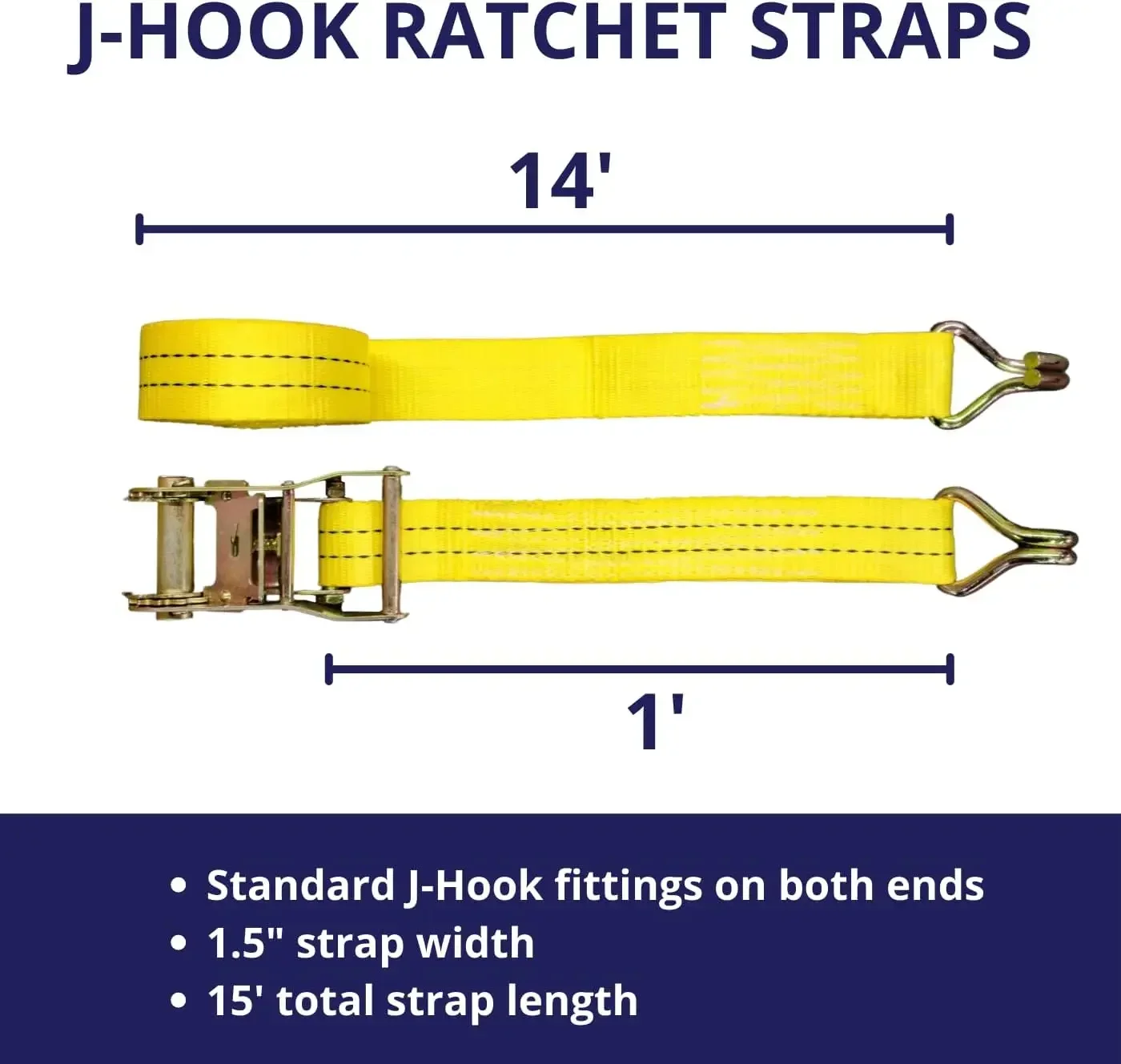 20 Pack 15 Ft 1.5 In J Hook Ratchet Tie Down Straps 4400 Lb Breaking Strength