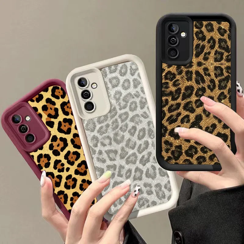 Cartoon Classic Leopard Print Matte Silicone Case For Samsung Galaxy S25 FE S26 Ultra S24 S23 S22 S21 S20 Plus Ultra Phone Cases