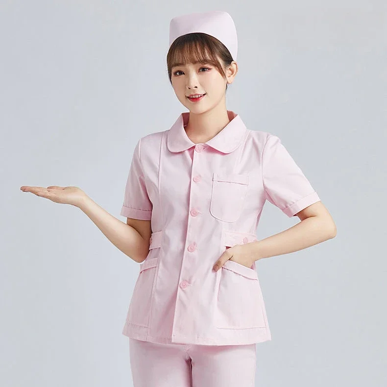 Customizable LOGO White scrubs uniforms women Pet Grooming Clinic Nursing Clothes Workwear Nurse Scrub Work Pink Medical Uniform