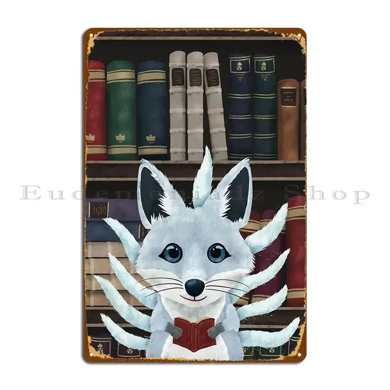 

Металлическая табличка Gumiho Fox Book Lover для декора, печатная вывеска для клуба, жестяной плакат