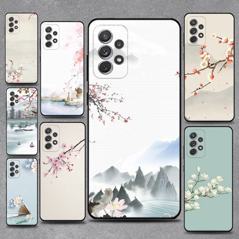 

Flower And Bird Chinese Style Phone Case For Samsung S25,S24,S21,S22,S23,S30,Ultra,S20,Plus,Fe,Lite,Note,10,9,5G Black Cover
