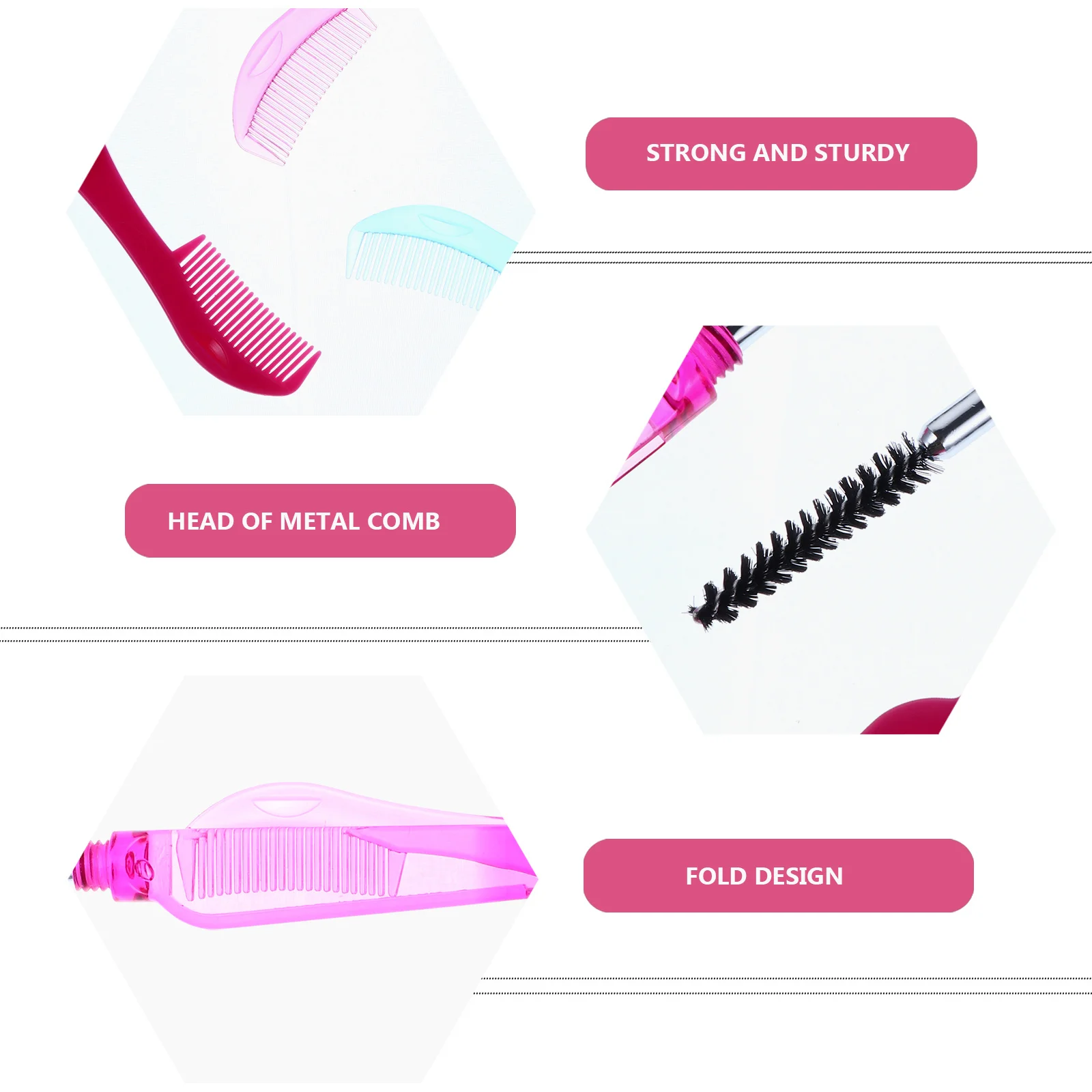 6Pcs Foldable Eyelash Combs Lash Separators Eyebrow Grooming Brushes Plastic Handle Beauty Salon Makeup Tool Eyelash Brush