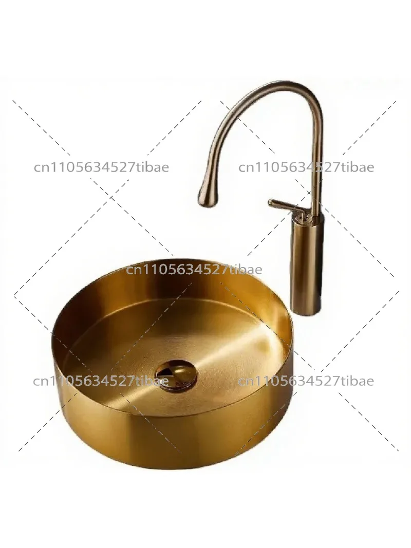 Round Ceramic Vessel Sink Above Counter Vanity Basin for Bathroom Hotel KTV Gold Luxury