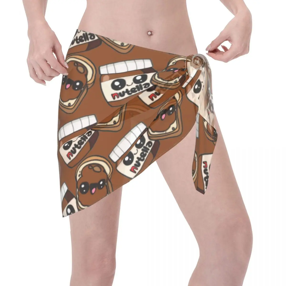 N-nutellas – Sarongs courts personnalisés pour femmes, enveloppe de plage, nourriture rétro, chocolat, pour maillots de bain, robe portefeuille pour Bikini, Cover-up pour maillot de bain