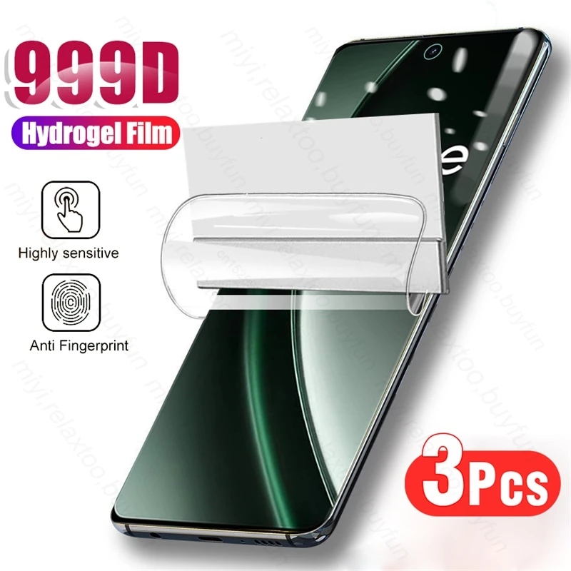 RealmeGT6 Case 3Pcs 999D Hydrogel Film for Realme GT 6 T 6T T6 5G Curved Screen Protector Not Glass RealmeGT6T Realmi GT6 GT6T