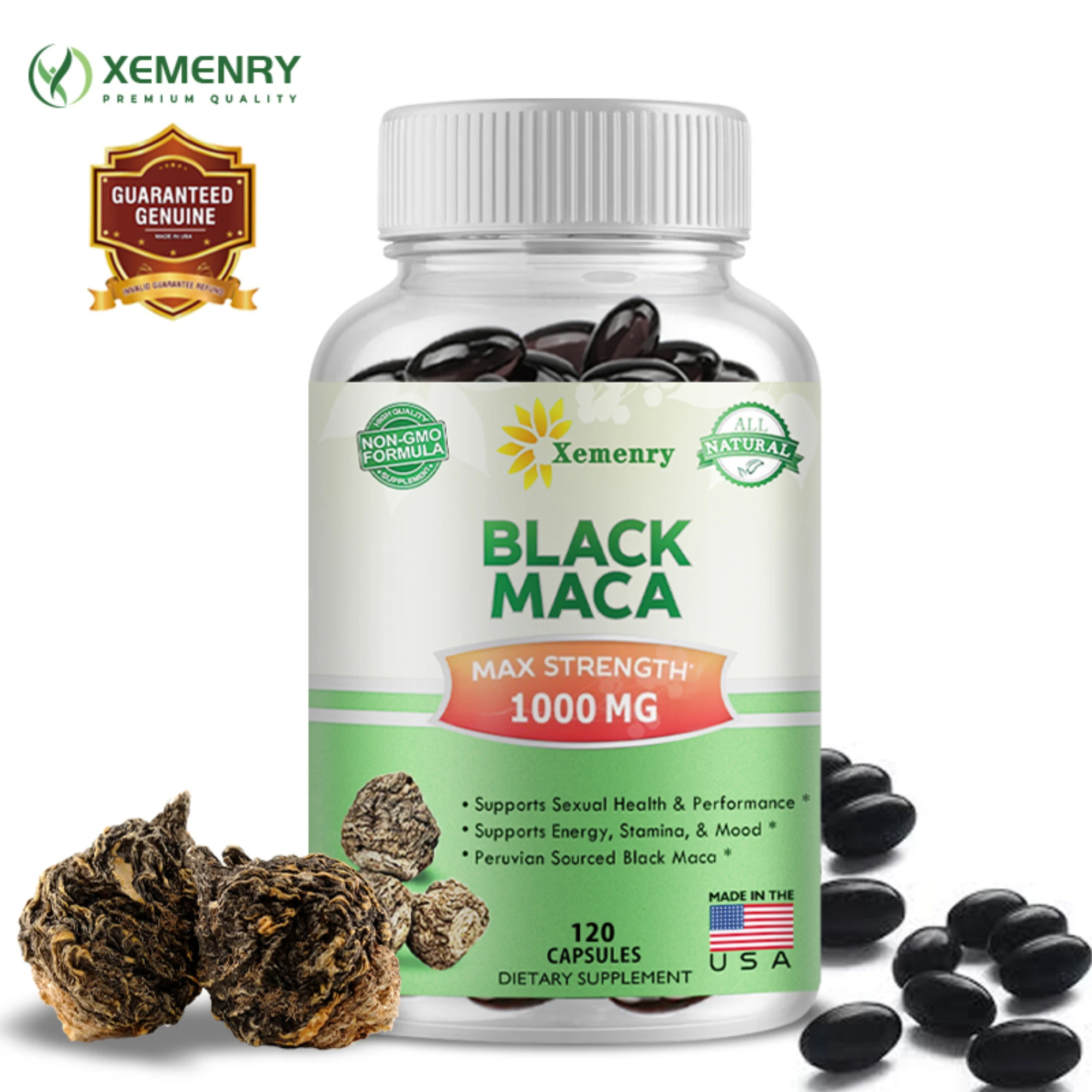 

Black Maca - Supports Hormone Balance, Boosts Natural Energy and Stamina, and Improves Mood - 120 Capsules