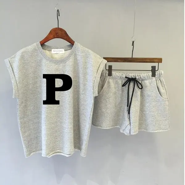Hong Kong Style Casual Sports Set Women Summer 2026 Trendy Loose Fashion Running Suit Sleeveless Shorts Two Piece Set