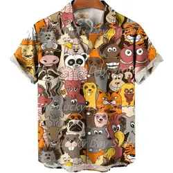 Men's Summer Designer Color Cartoon Pattern Casual Social Oversized Hawaiian Sleeve Short Shirt Floral Viking Luxury Clothing