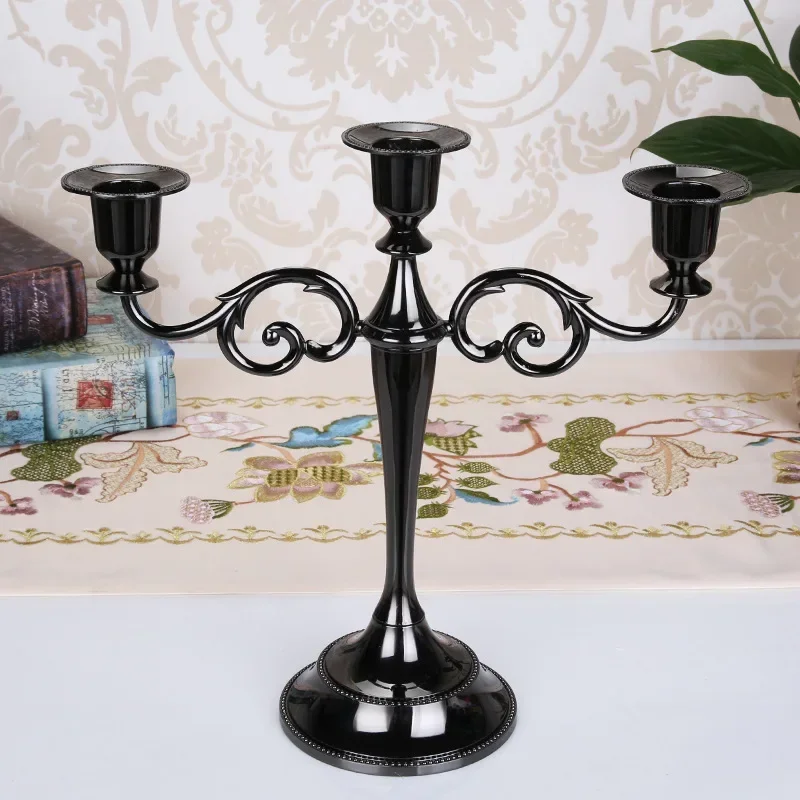 Antique Brass 3-Arm Candelabra - Vintage Trio Support Candle Holder for Wedding/Christmas Table Decor Candlelight Dinner