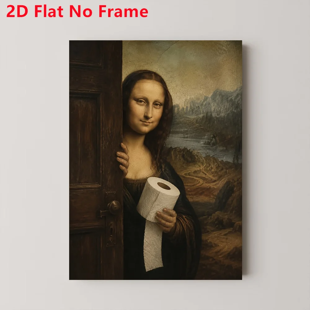 2D Flat, 2D Flat, 2D Flat Frameless Halloween Christmas Decor, Sarcastic Remodeling Masterpiece Wall Poster, Retro Texture Mo