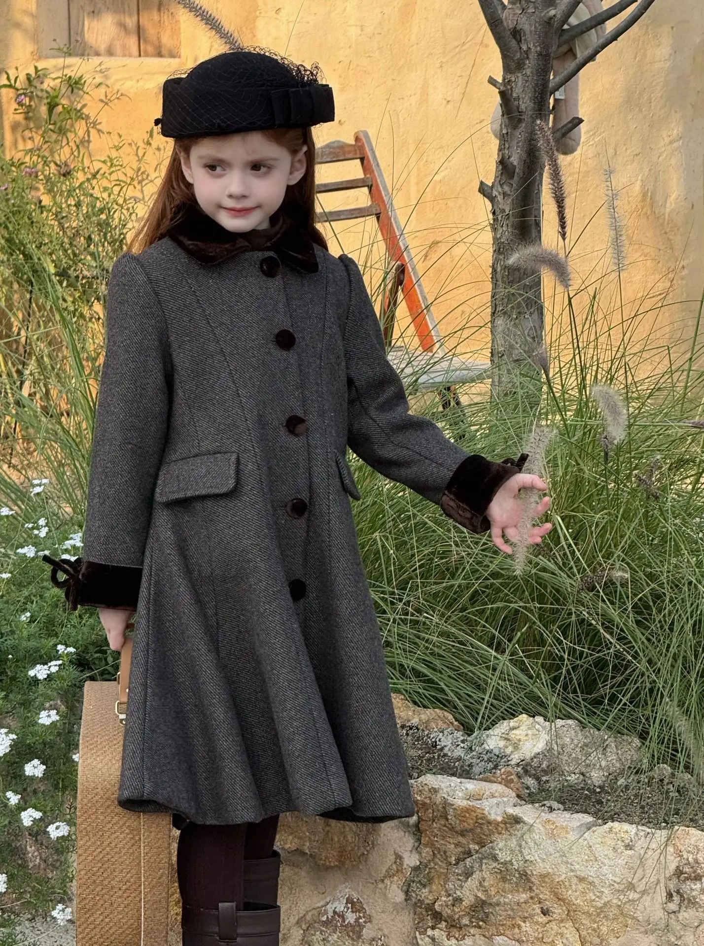 معطف الفتيات 2025 الخريف والشتاء ملابس الأطفال الجديدة الكورية نمط فتاة طفل الموضة مزاجه الصوف معطف طويل بسيط #5