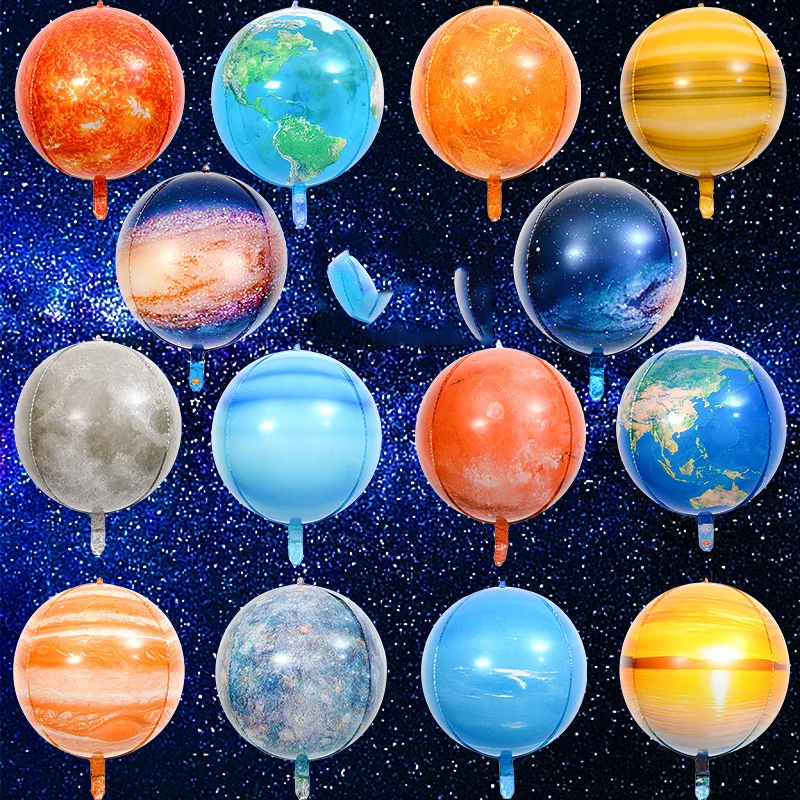 Ballons en aluminium de 22 pouces, série Ciel étoilé 4D, Soleil, Lune, Espace, Huit planètes principales, pour la décoration de scènes