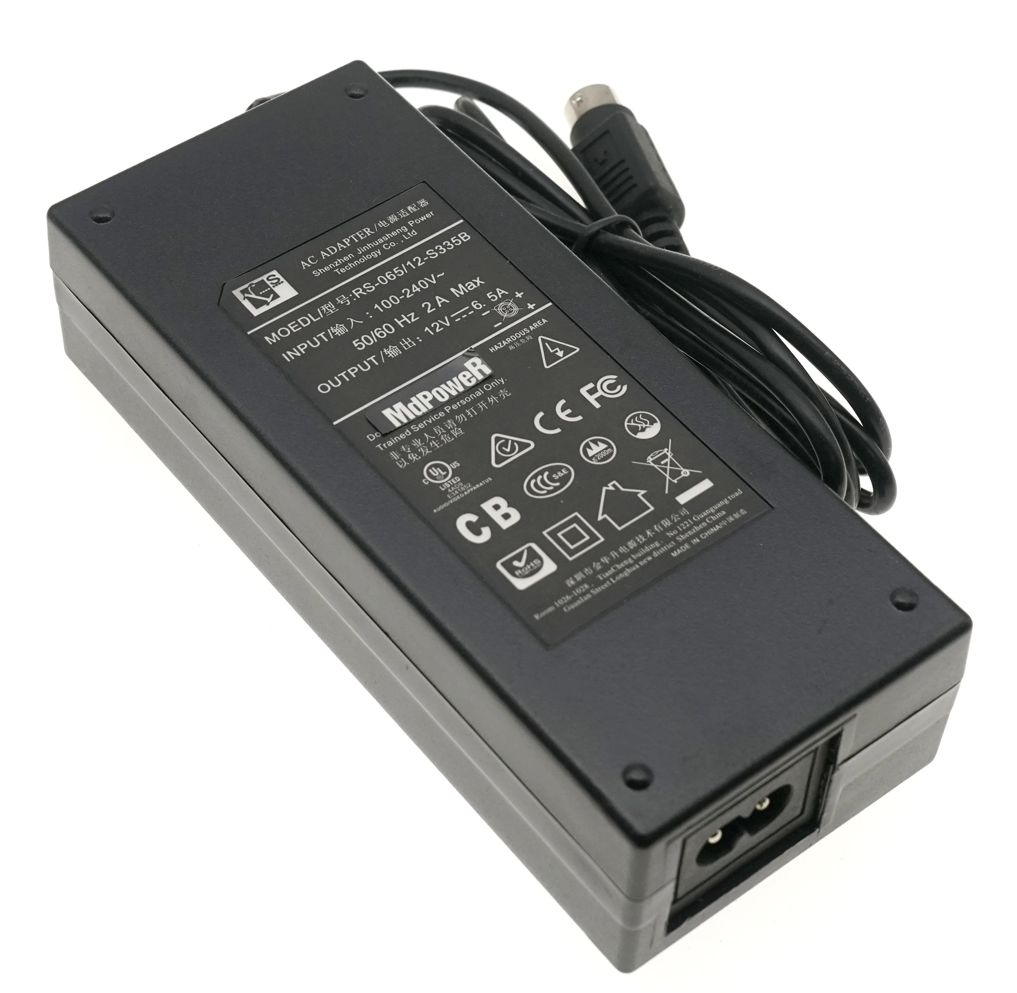 Genuine JINHUASHENG RS-065/12-S335B 12V 6.5A 78W 4PIN (Din) AC Adapter Charger for Orico ns500ru3 Hard Disk Cabinet Power Supply
