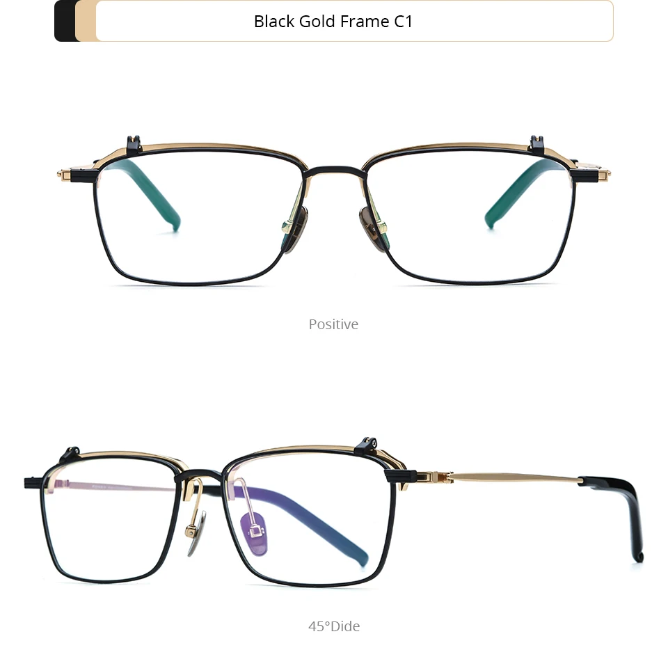 FONEX Titanium Glasses Frame Men Brand Design Flip Square Eyeglasses Frame Flip-up High Quality Japanese Ultralight Eyewear 401T