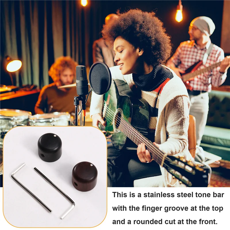 ABJA-2PCS Elegant Electric Wood Guitars With Rosewood And Ebony, Volume And Tone Control Knobs
