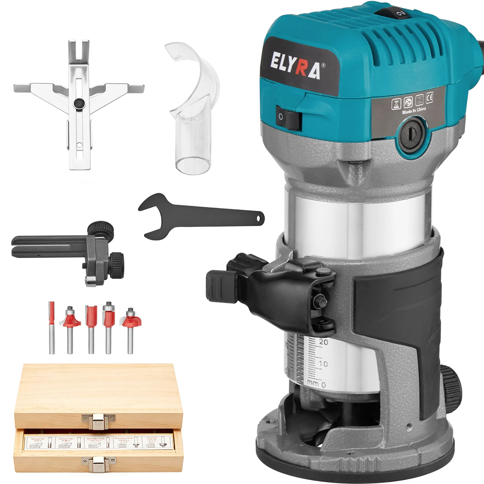 710W Elektrische Handfräse mit variabler Geschwindigkeit 33000 U/min Holzfräser mit 5 Hartmetall-Schneidköpfen Professionelles Werkzeug – Detail 5
