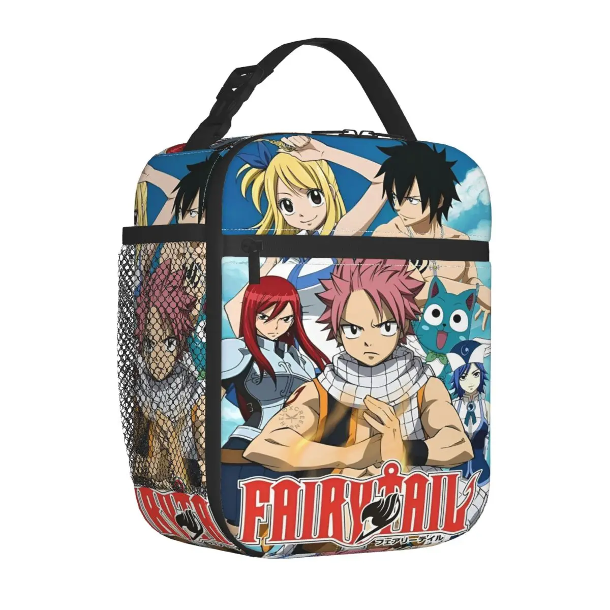 حقيبة غداء معزولة من Happy Fairy Tail Manga للرجال والنساء، حقيبة طعام محمولة، صندوق غداء حراري مبرد للمكتب المدرسي