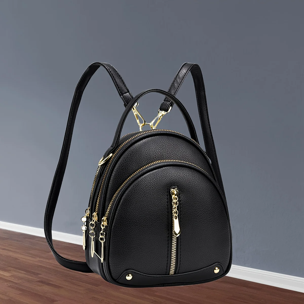 

Fashionable and trendy small backpack simple atmosphere one-shoulder cross-shoulder small round bag backpack women's bag, elegan