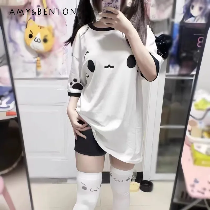 

2025 New Japanese Summer White Cute Sweet Top Two-dimensional Cartoon Short-sleeved T-shirt For Women