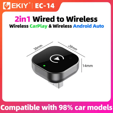 EKIY 2in1 Wired To Wireless CarPlay Adapter Android Auto Dongle Smart AI Box High Quality Car Accessories Intelligent System