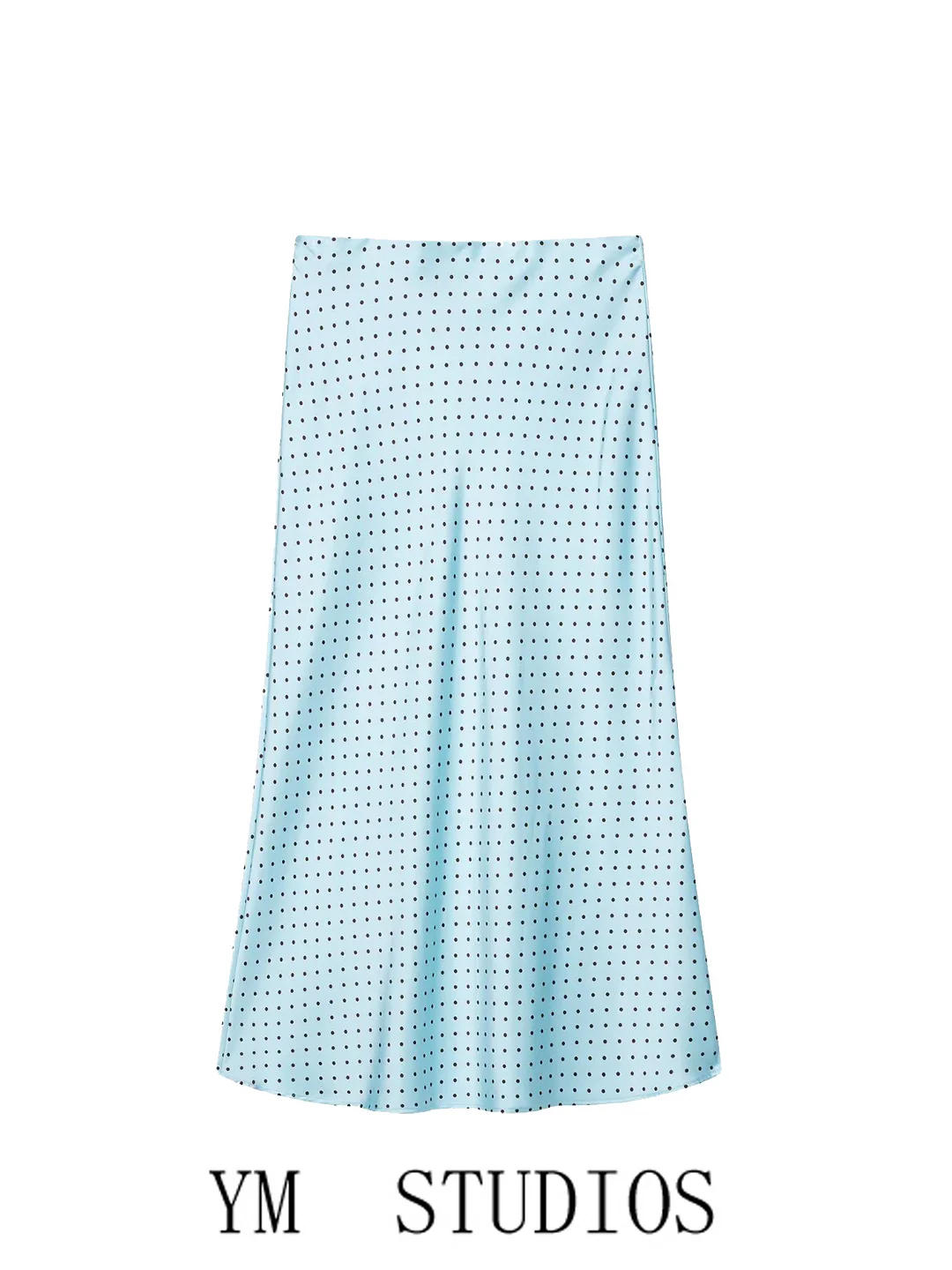 Elegant Floral Print A-Line Midi Skirt High Waist Silk Satin Feel Polyester Fiber Zipper Design Ladies Fashion Summer Skirt