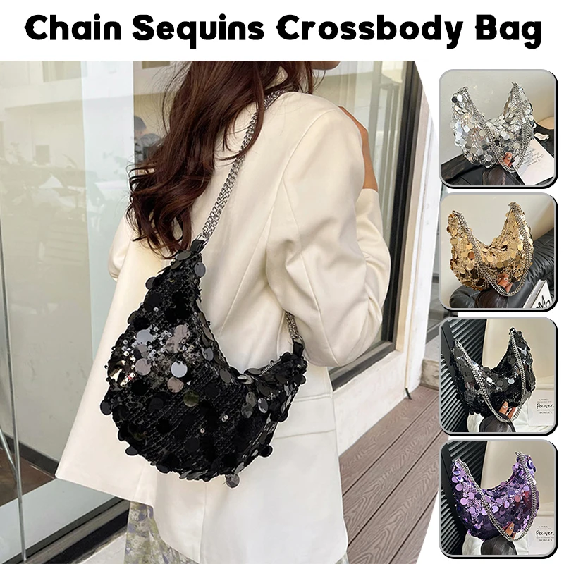 

Lady Sequin Chain Underarm Bag Evening Clutch Dinner Party Purses Crossbody Bag Party Wedding Purses Handbag Female